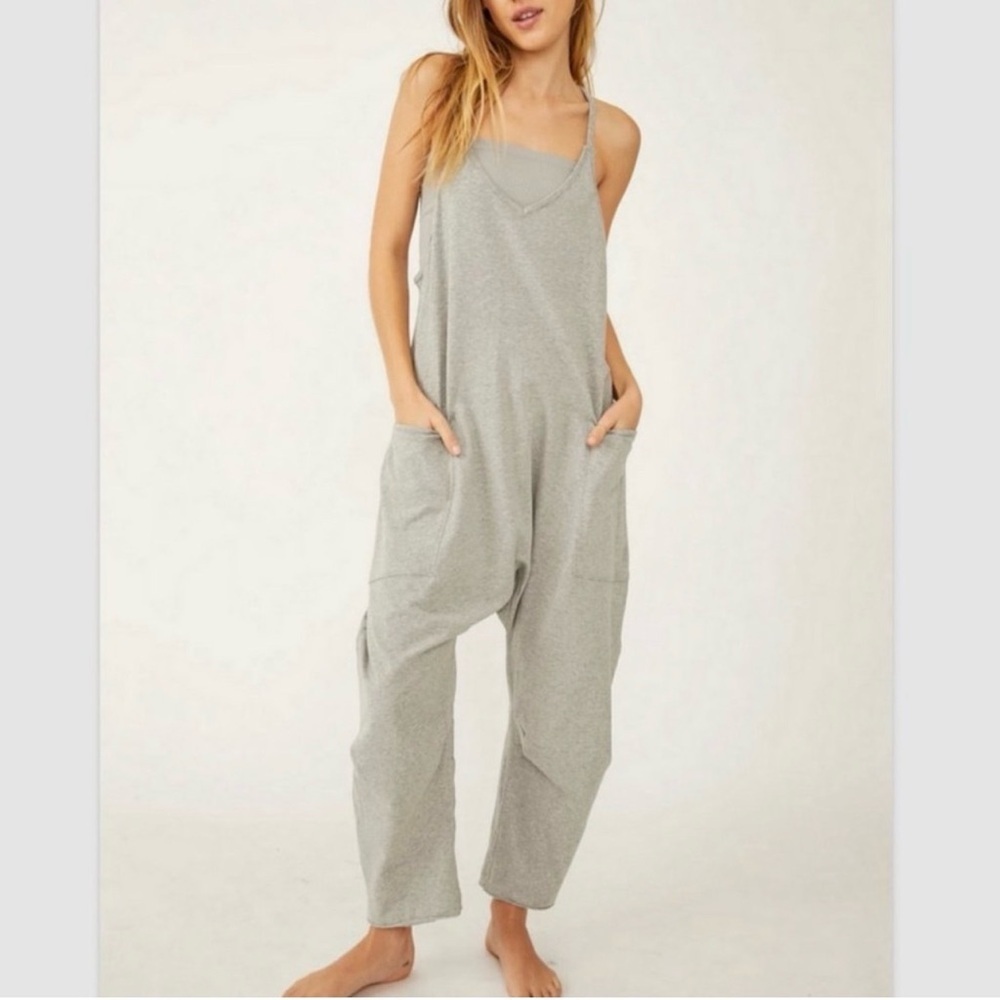 NWT Free People Movement Hotshot Onesie Jumpsuit Heather Grey Cotton Women’s L - Picture 4 of 13